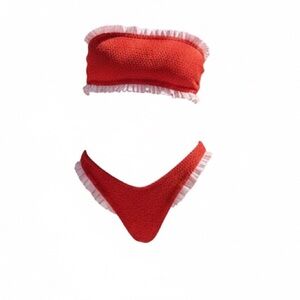 Hunza G Tracey Frill bikini swim set OS